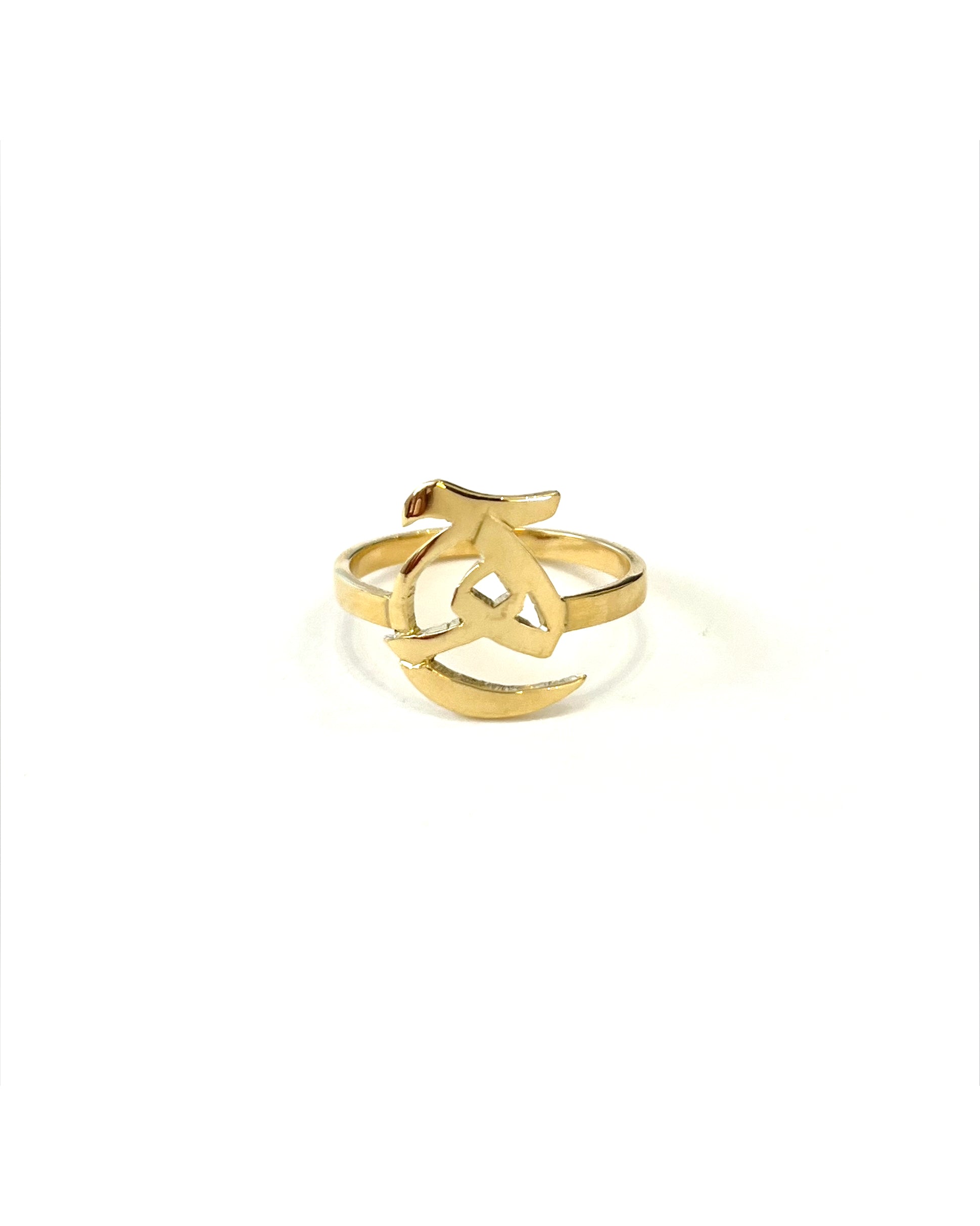 Two Letters Ring | 
                    18-karat gold and high quality of cubic zirconia stones.