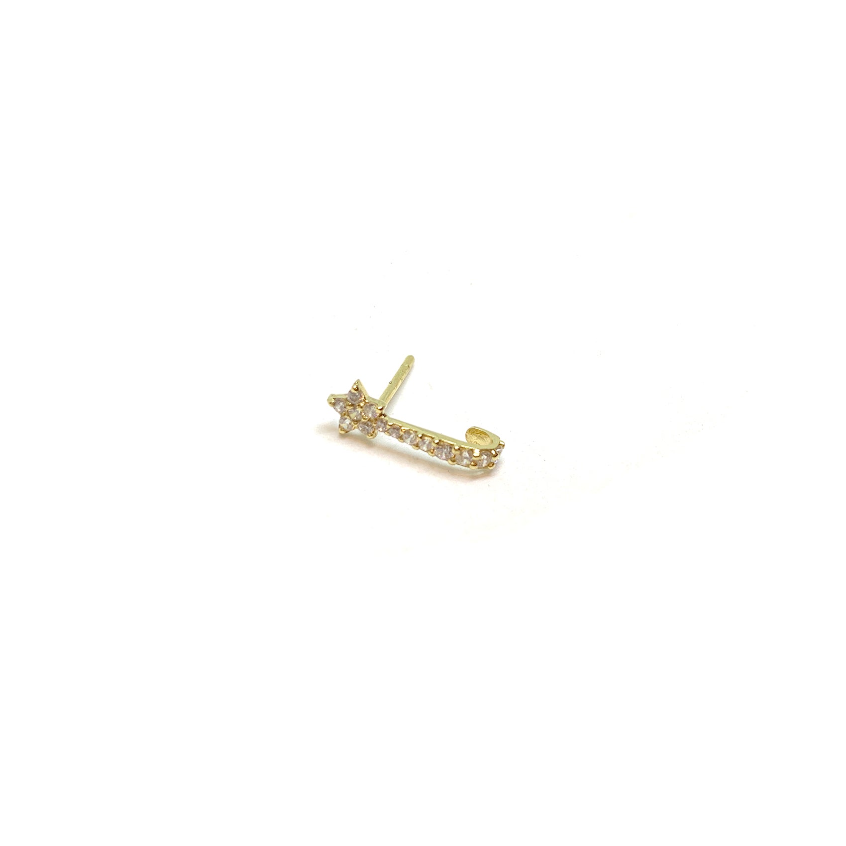 Shooting Star Stud | 
                    18-karat gold and high quality of cubic zirconia stones.