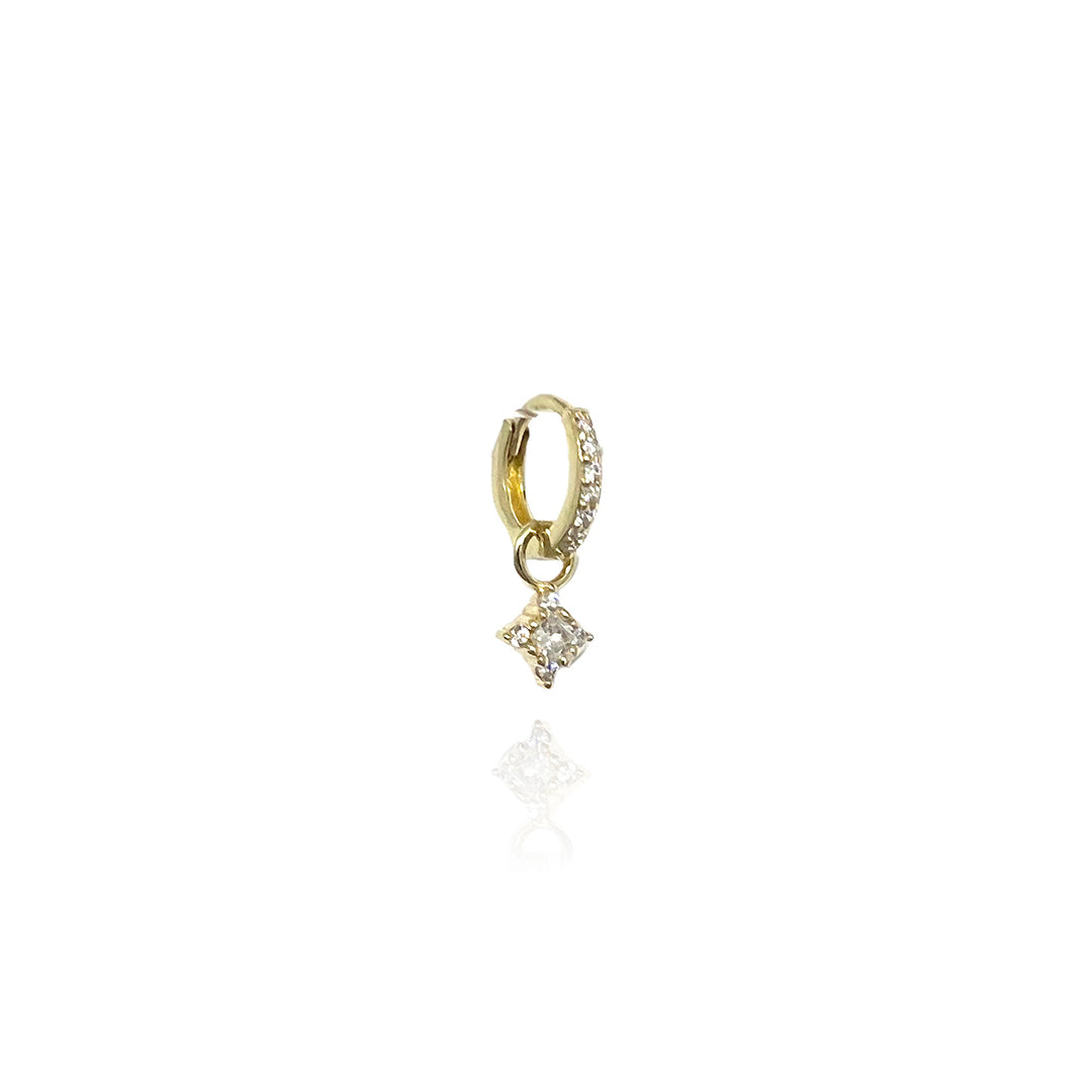 Stone Drop Huggie Hoops | 
                    18-karat gold and high quality of cubic zirconia stones.