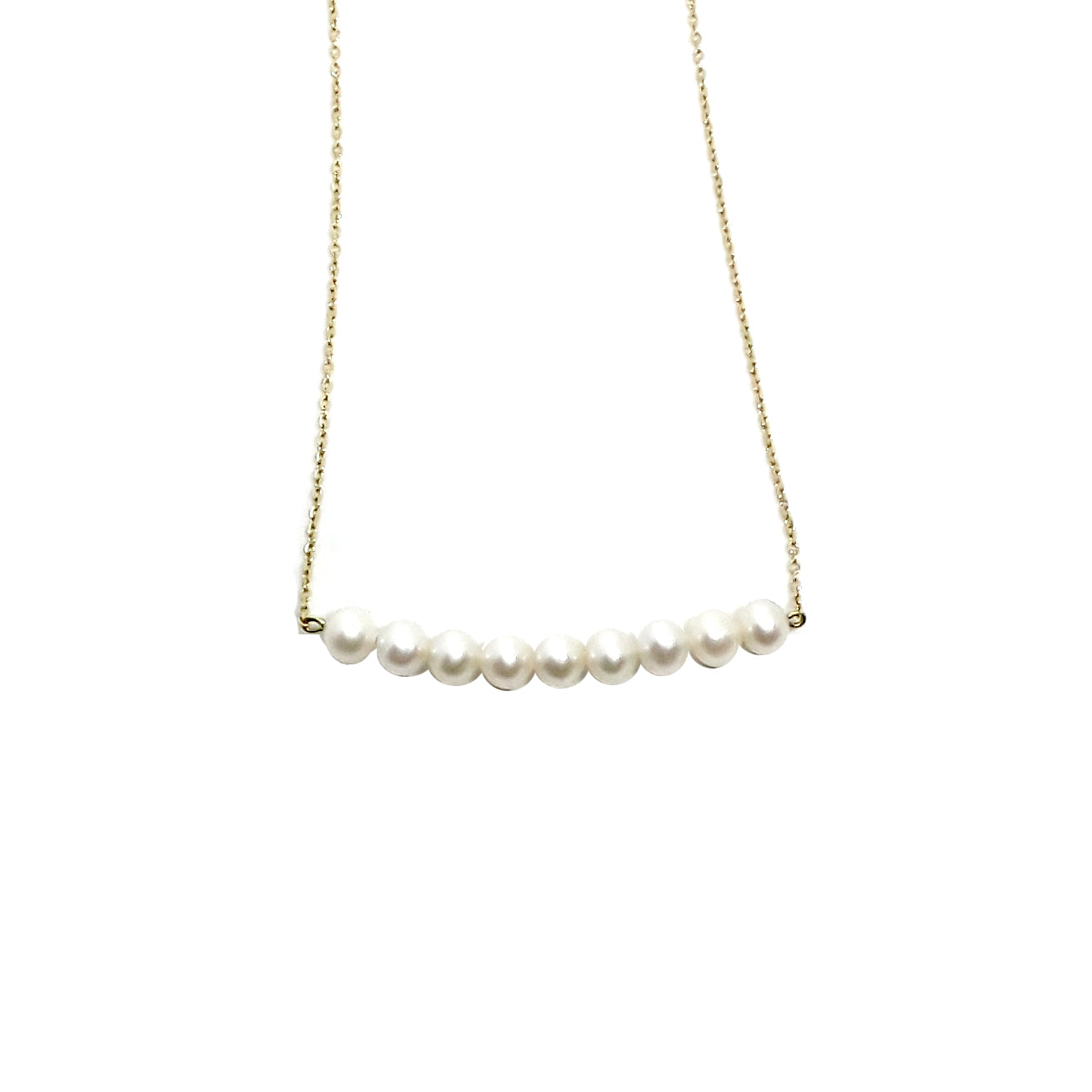 Pearla Necklace | 
                    18-karat gold and high quality of 9 cultured 0.6cm pearls.