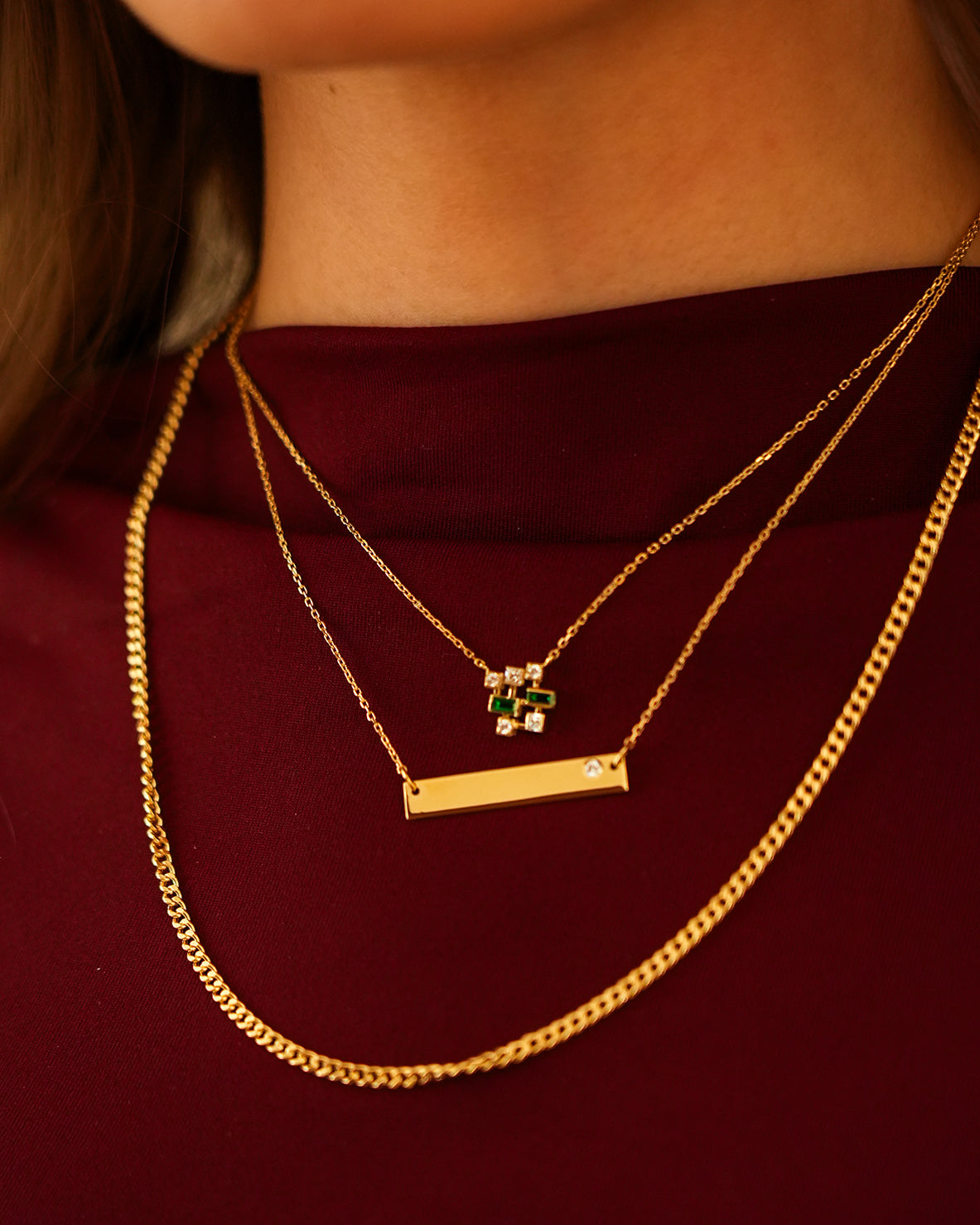 Square Mixed Baguette Necklace