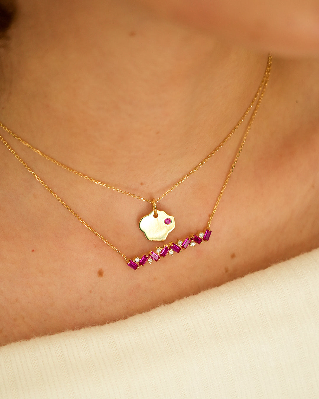 Irregular Shape with Birthstone Necklace