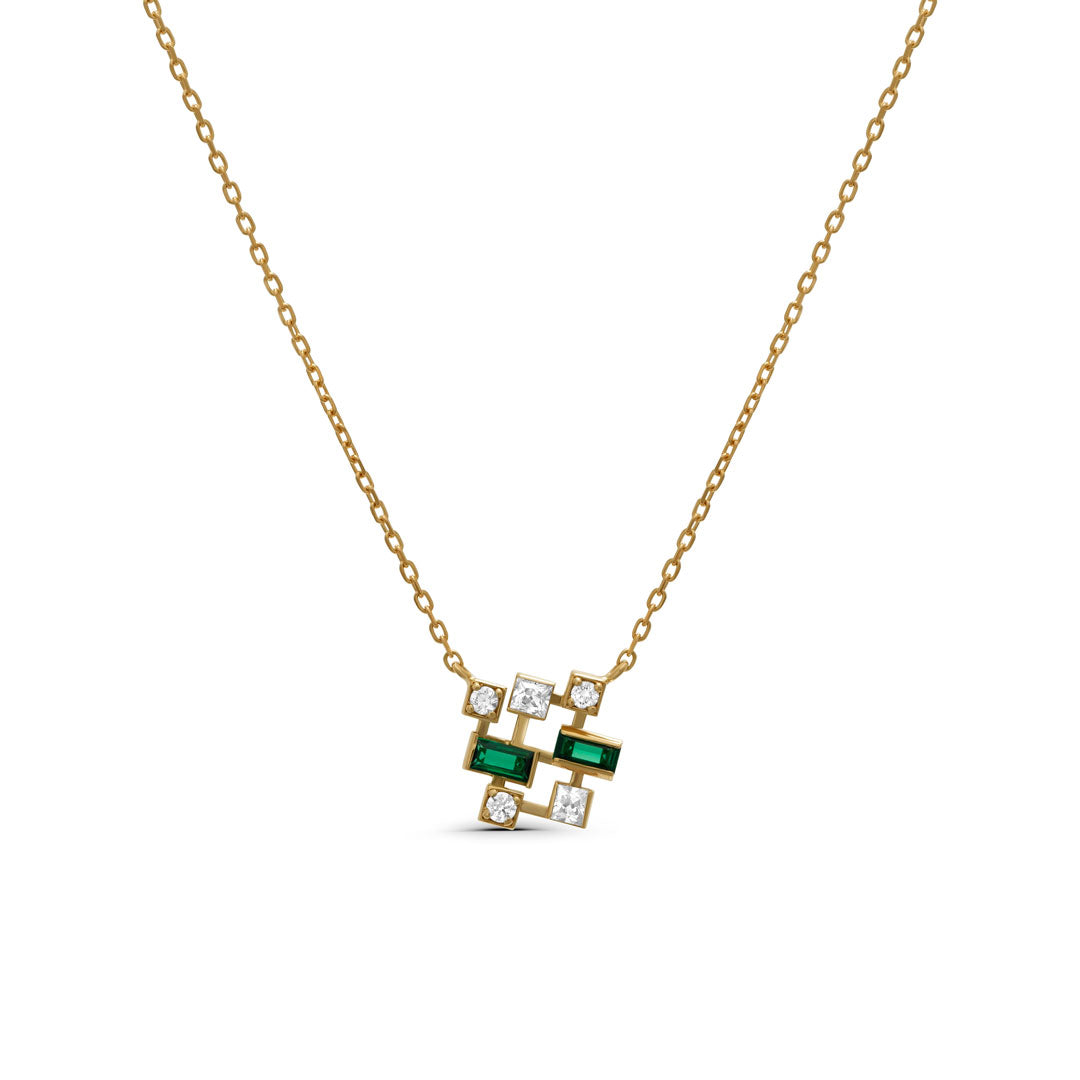 Square Mixed Baguette Necklace