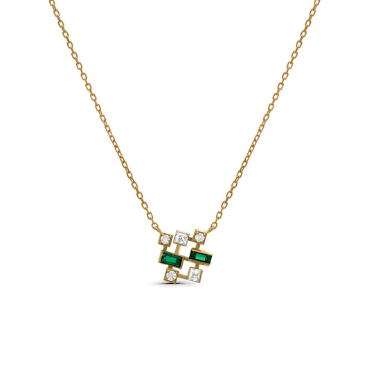 Square Mixed Baguette Necklace