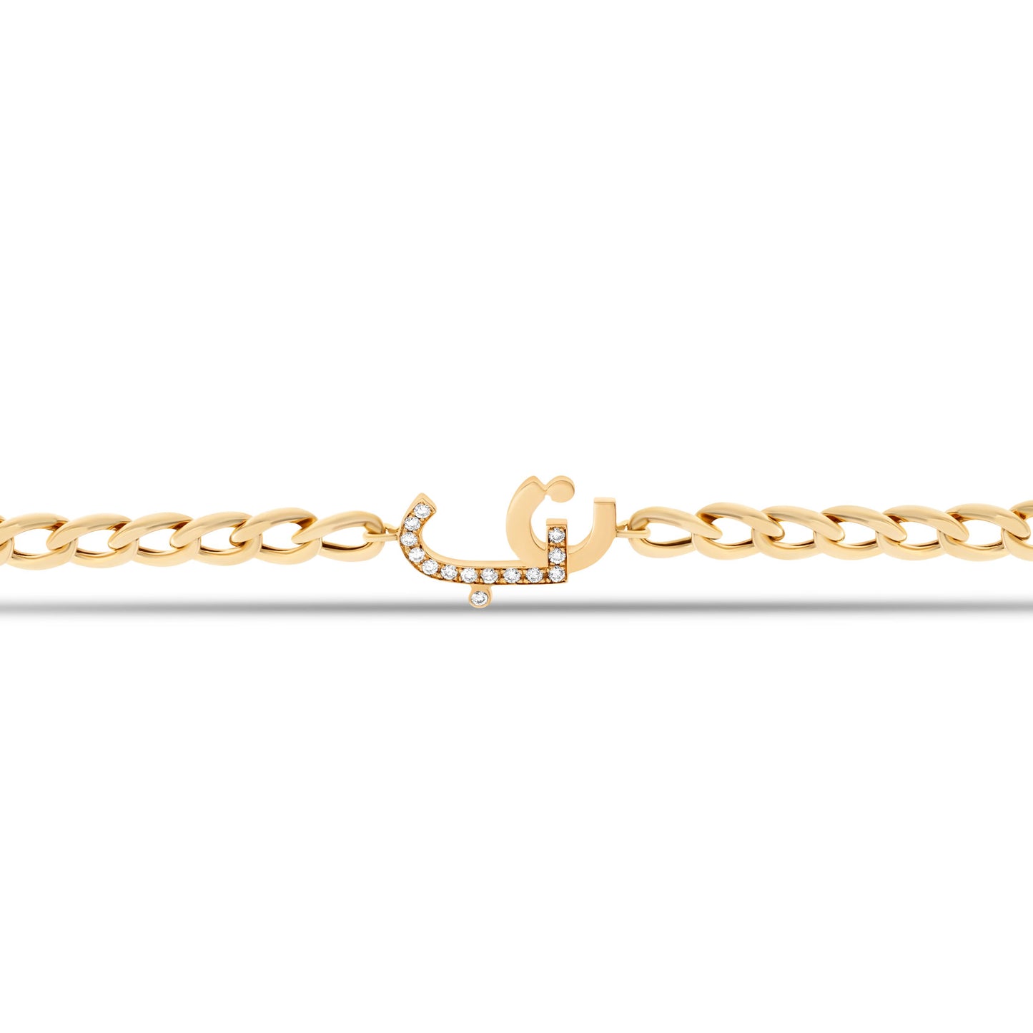 Diamond Two Letters Curb Chain Bracelet