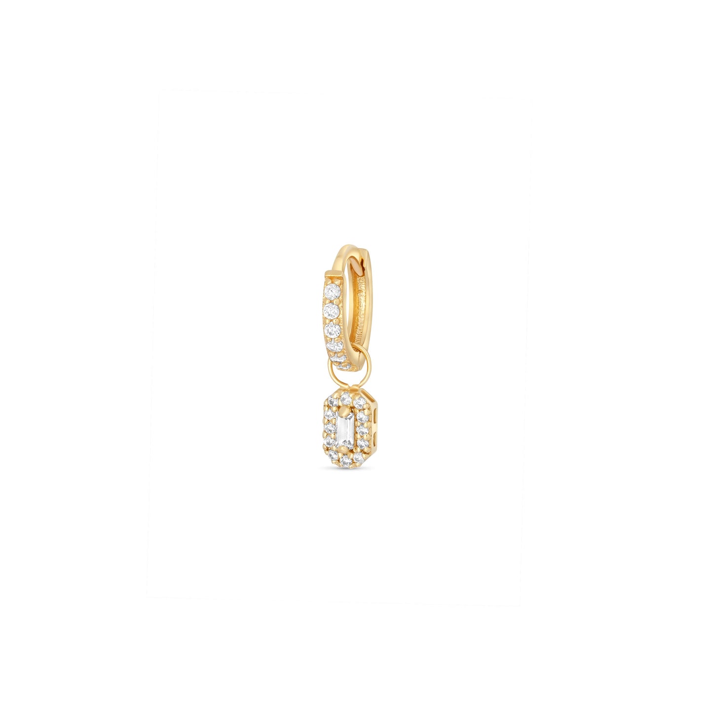 Emerald Cut Drop Huggie Hoop