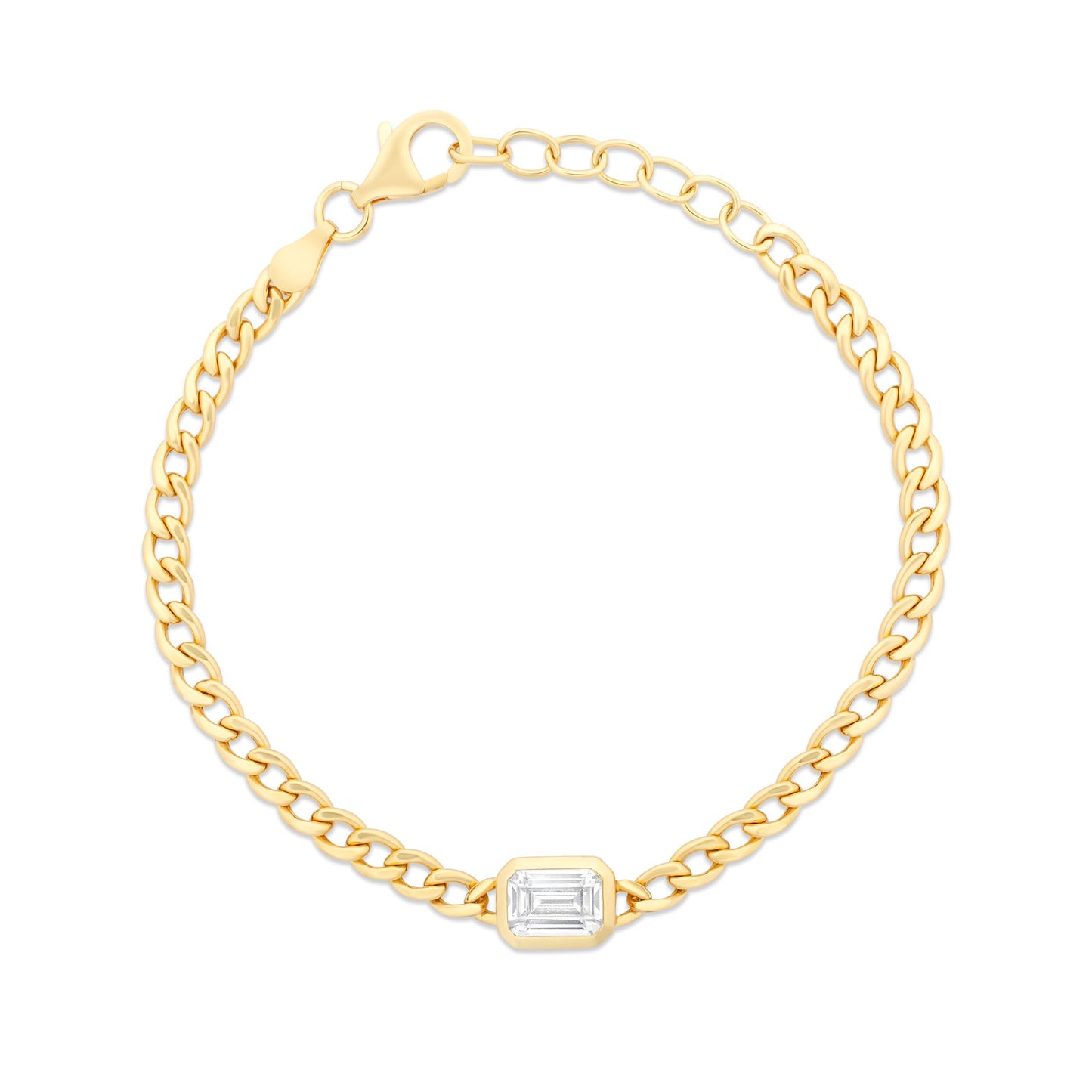 Emerald Cut Curb Chain Bracelet