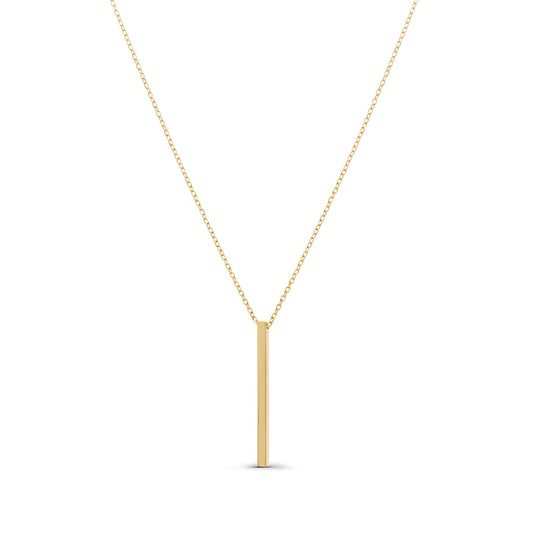 Thin Engraved 3D Bar Necklace