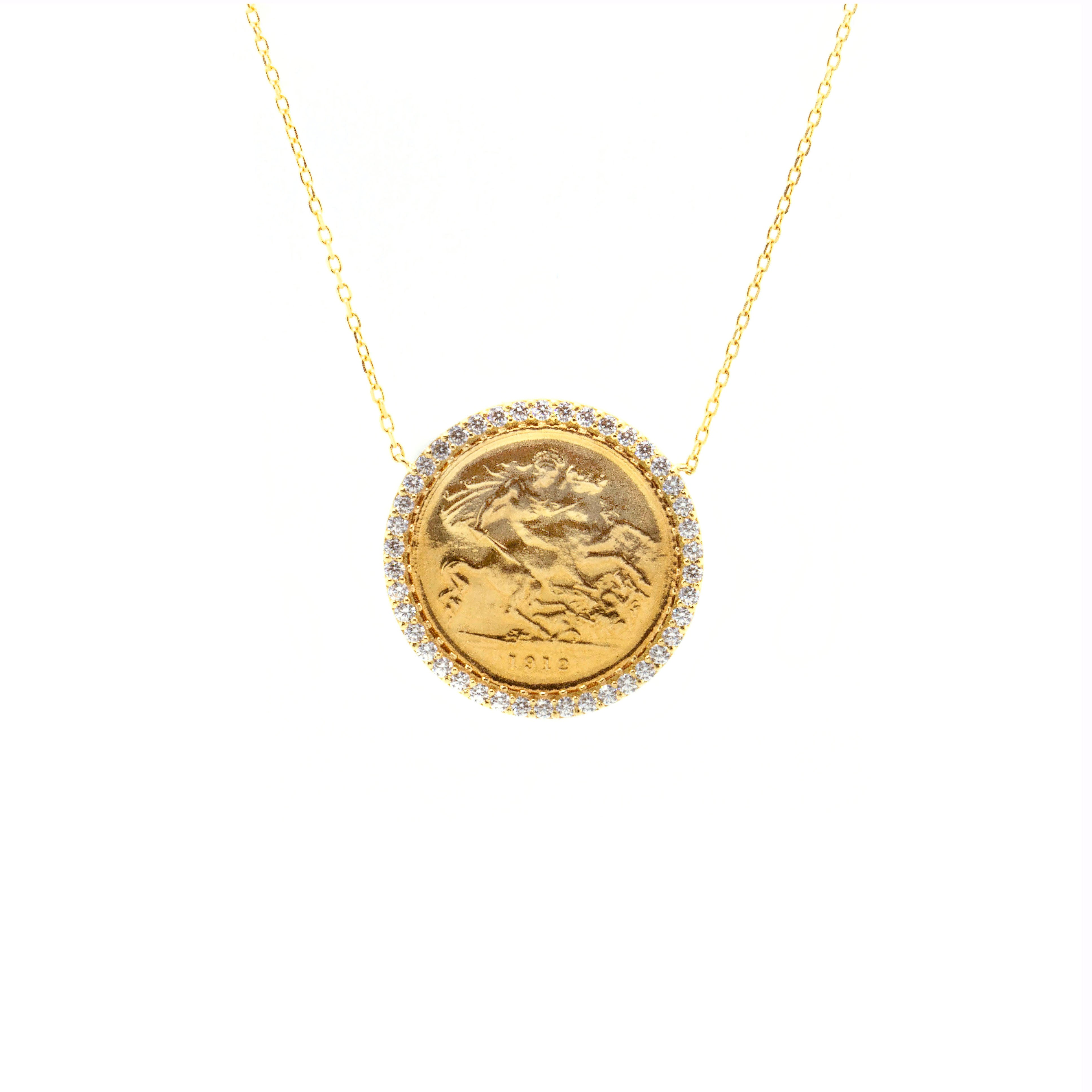 Gold lira store coin necklace