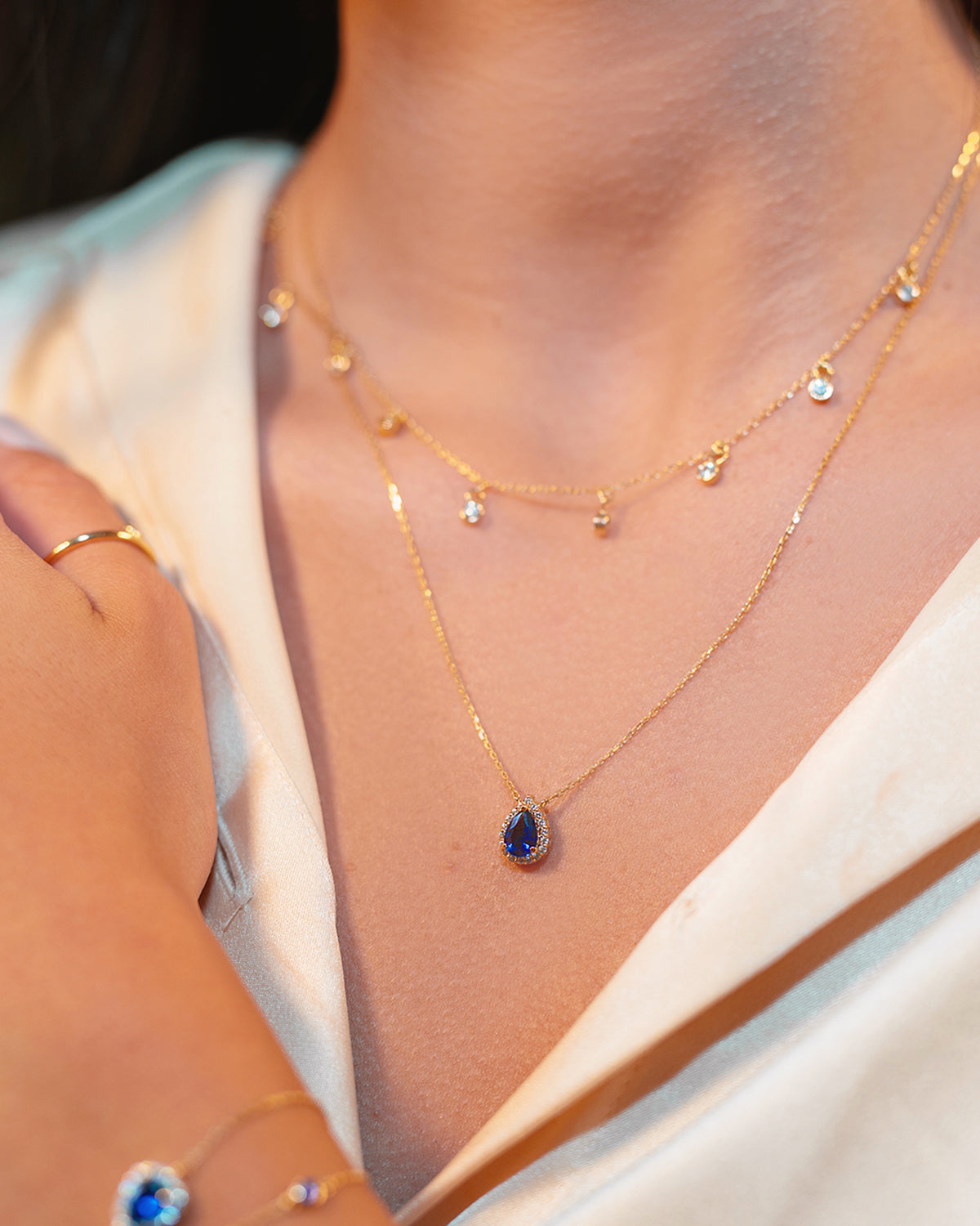 Sapphire necklace hot sale gold chain