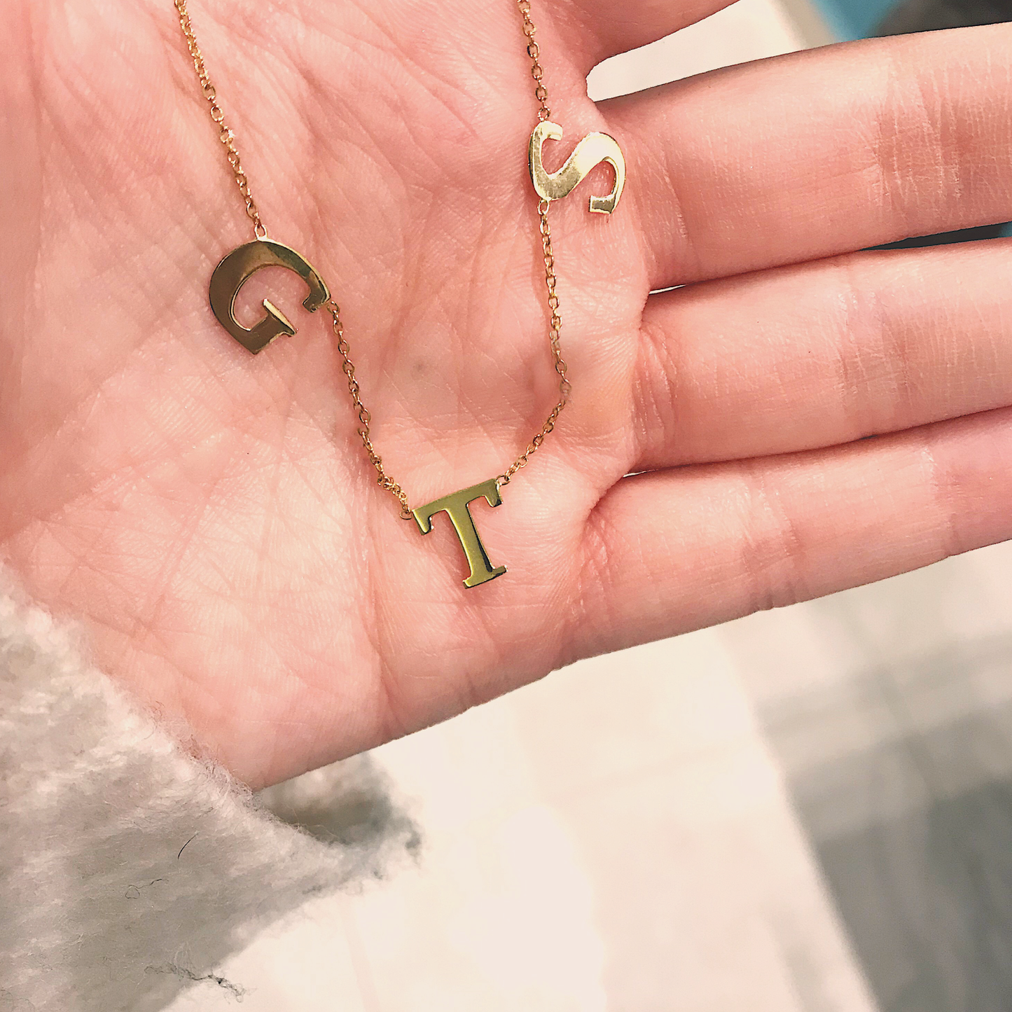 letters and shapes necklace